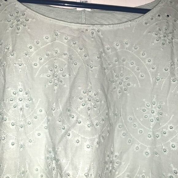 Old Navy Womens Eyelet Embroidered Mint Green Short Sleeve Top Size XL - Picture 3 of 8